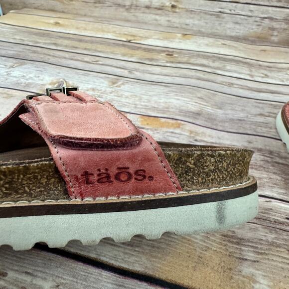 Taos Womens Salmon Bruschetta Pink Leather Stupendous Slip On Sandals 9 - Picture 5 of 7